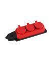 3 GANG RUBBER GROUNDED GROUP SOCKET WITHOUT CABLE IP44 BLACK & RED 8006680 VITO