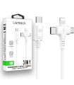 LAMTECH 3 IN 1 CHARGING TYPE-C CABLE TO TYPE-C/LIGHTNING/MICRO USB 1M WHITE