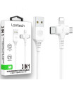 LAMTECH 3 IN 1 CHARGING USB CABLE TO TYPE-C/LIGHTNING/MICRO USB 1M WHITE