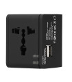 LAMTECH UNIVERSAL TRAVEL ADAPTER WITH 2 USB PORTS AC 6A BLACK