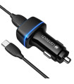 LAMTECH 2xUSB 2,4A CAR CHARGER WITH TYPE-C CABLE 1M BLACK