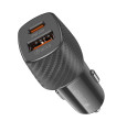 LAMTECH DUAL PORT CAR FAST CHARGER  TYPE-C PD 25W & USB 18W BLACK