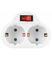 LAMTECH POWER SOCKET SPLITTER WITH 2 SCHUKO OUTLETS & ON/OFF SWITCH WHITE