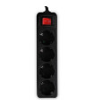 LAMTECH POWER STRIP WITH SWITCH 4 OUTLETS BLACK 1.5M