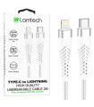 LAMTECH HQ UNBREAKABLE CABLE TYPE-C TO LIGHTNING WHITE 2M