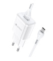 LAMTECH QUICK CHARGER USB3.0 18W WITH TYPE-C CABLE 1M WHITE