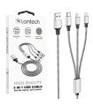 LAMTECH HIGH QUALITY 3 IN 1 USB CABLE WITH METALLIC SHELL SILVER 1M